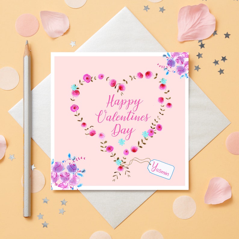 Personalised Valentine card, valentine card for him, Valentine card for her image 1