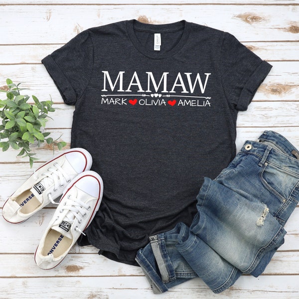 Personalized Mamaw Shirt, Custom Mamaw Grandkids Name Gift, Mothers Day Gift, Mamaw Birthday Gift, Custom Grandchildren Names Shirt, Grandma