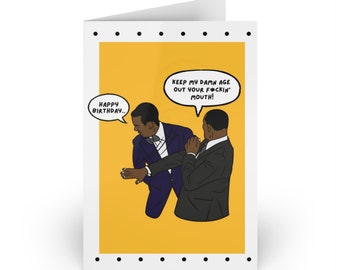 Will Smith Slap Birthday Card - Funny Will Smith Card with Envelope - Funny Birthday Card with Will Smith slap