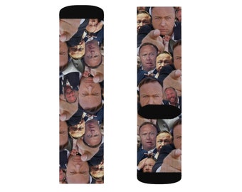 Alex Jones faces socks - Alex Jones funny Sublimation Crew Socks