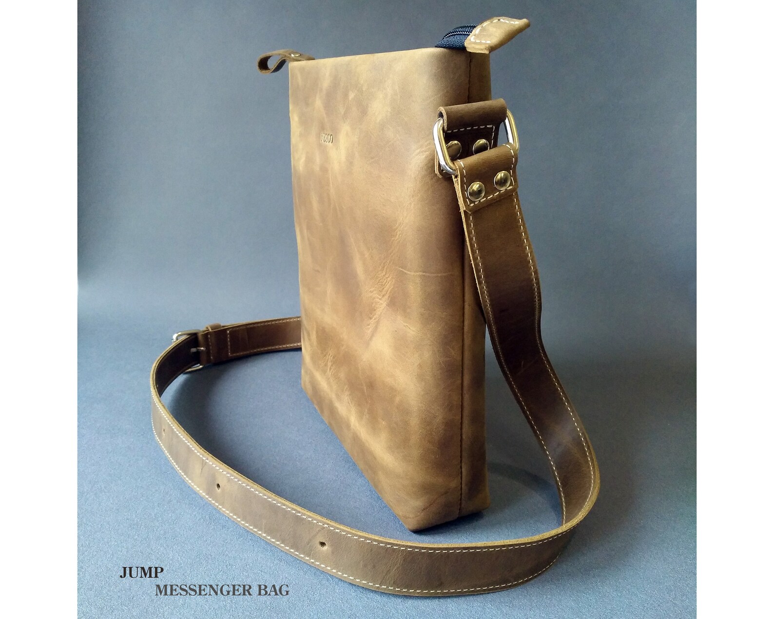 Leather Messenger Bag Square Crossbody Bag Man Olive Brown Etsy UK