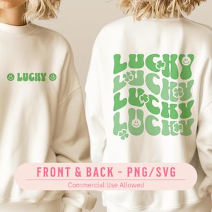 Glück SVG PNG, St Patrick Tag Shirt Frauen, St Patrick Tag Shirt Frauen, Kinder St Patrick Tag, Hemd 2 Seite, Vorne hinten Hemd, Kleeblatt svg