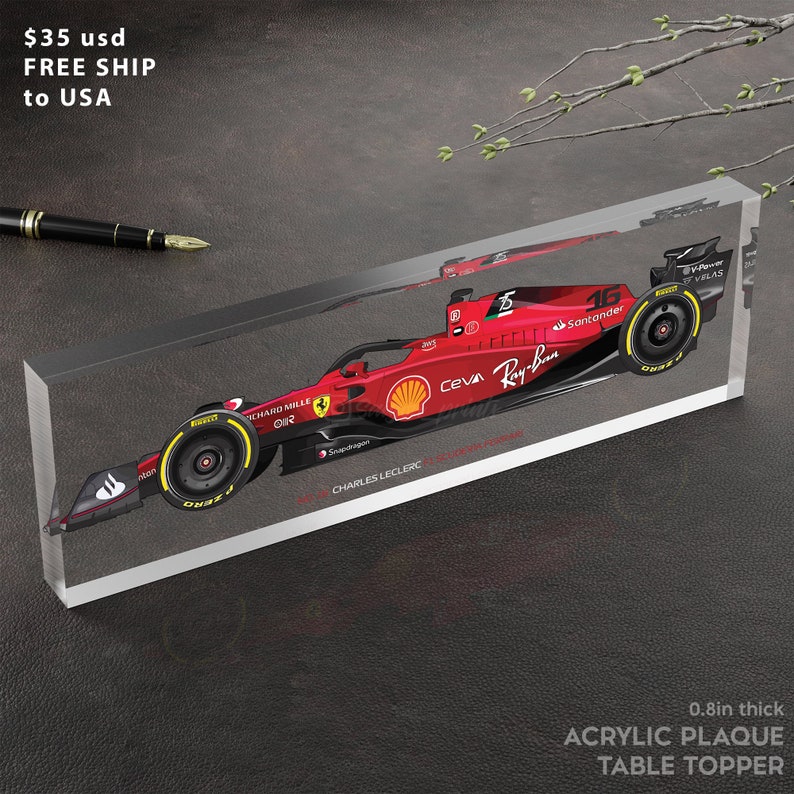 F1 Racing Gifts for Charles Leclerc Ferrari Team Fan Clear Acrylic Plaque Table Topper 08in Thick zdjęcie 3