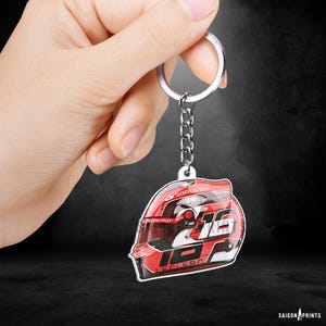 F1 Helmet Charm, Ferrari Team Acrylic Keychain, F1 Fan Ornament Gifts, 2-Sided Print
