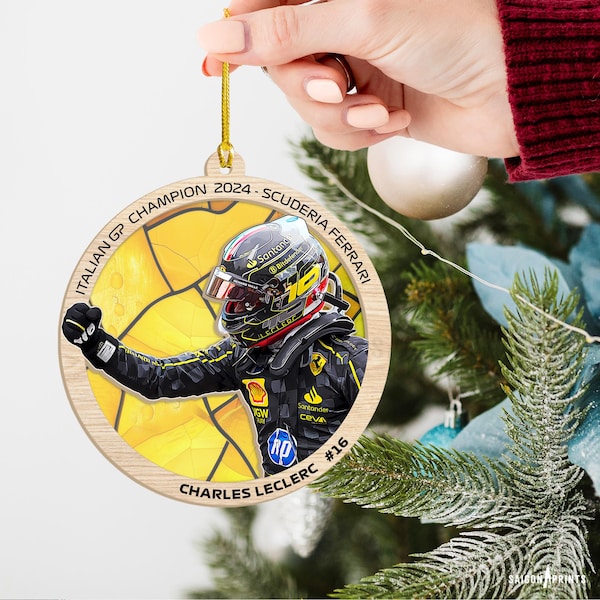 Formula 1 Racing Christmas Ornament, Leclerc #16, F1 Tree Decor