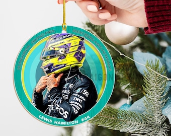F1 Lewis Hamilton rond ornament, 4" Suncatcher-snuisterij, familiecadeaudecor, 2-laags kunstwerk