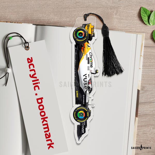 F1 Cars Bookmark 2mm Thick Acrylic Choose Your Team with Colorful Tassel
