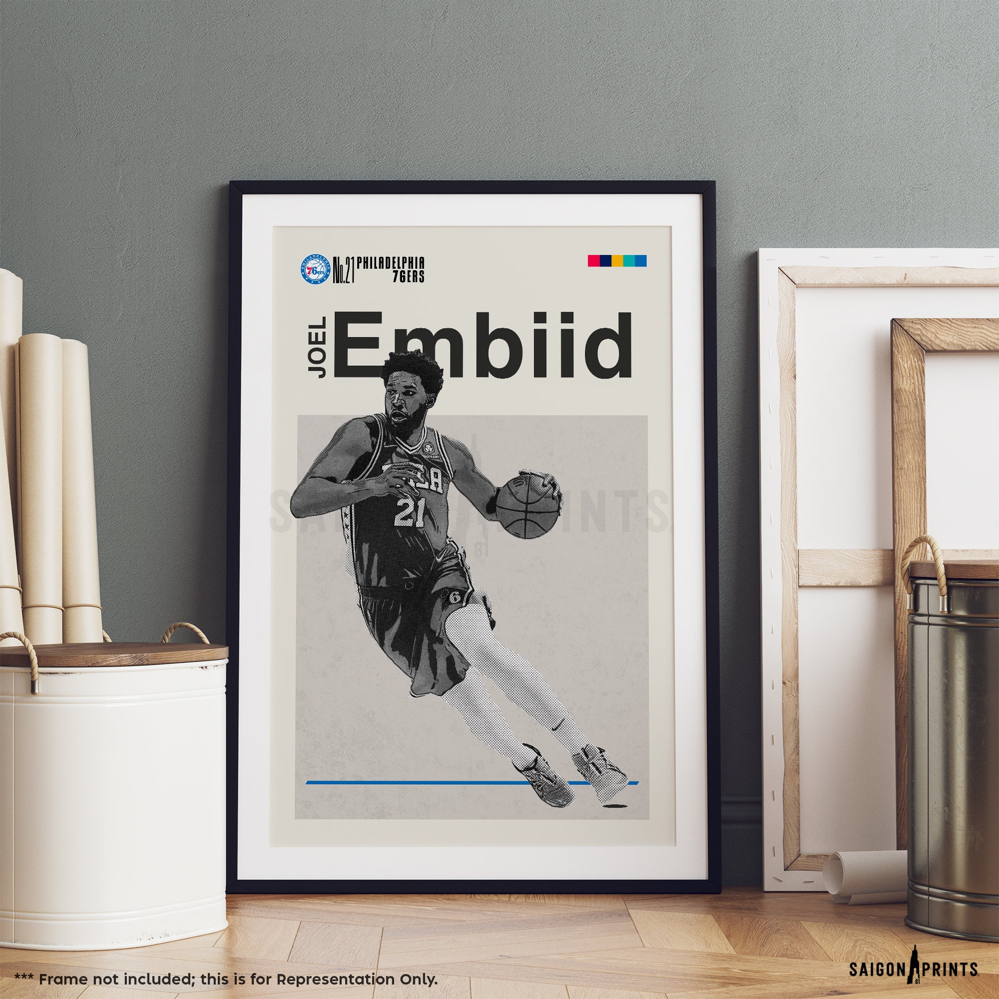 OLIMY Joel Embiid Poster for Walls Paper 76ers Basketball Canvas Art Prints  Dunk Inspirational Posters Unframe-style 12x18inch(30x45cm)