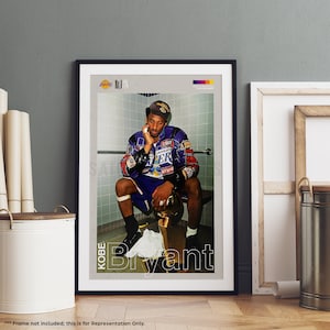 Kobe Championship Poster, Lakers Basketball Fan Art for a Man Cave Collection