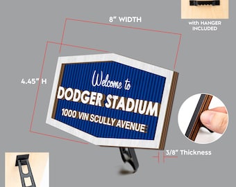 Dodger Welcome Sign Wooden Decor Los Angeles Baseball Wall Accent