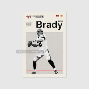 Tom Brady Poster, Tampa Bay Classic Style Print, Football Print, Man Cave Decor