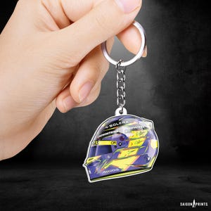 Mercedes AMG F1 Team Keychain: 2-Sided Acrylic Helmet Charm