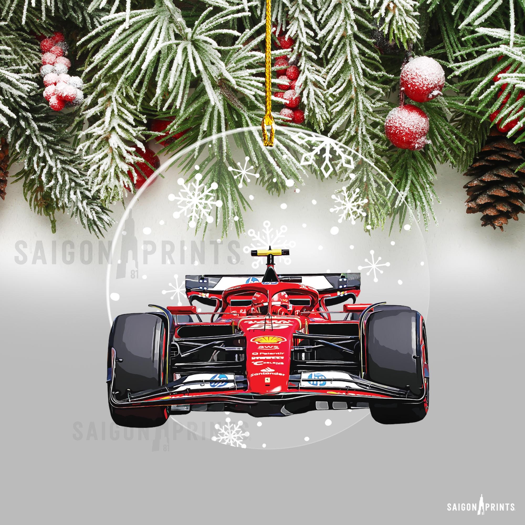 Carlos Sainz F1 Racing Christmas Ornament, Acrylic Tree Decor - Etsy