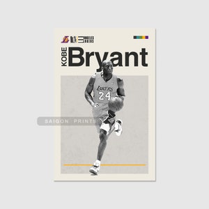 Kobe Bryant Poster, Lakers Basketball, Retro Style Fan Art Print, Minimalist Sports Decor