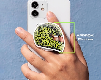 F1 Helmet Phone Accent, Unique Hologram Phone Grip, Formula 1 Laser Cut Art