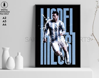 Messi Poster, Digital Download, Futbol Fan Art, Soccer Fandom, Gift to Special Someone, Sports Poster , Inspirational Poster