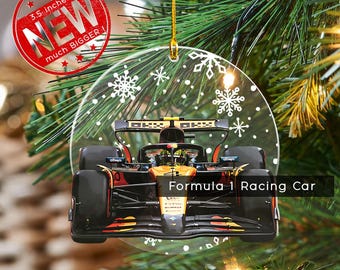 F1 racewagen kerstornament, Lando Leclerc Max Antonelli Lewis doorzichtig acryl boomdecor