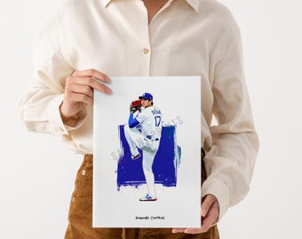 Shohei Ohtani Poster, Game Room Wall Decor, Los Angeles Baseball