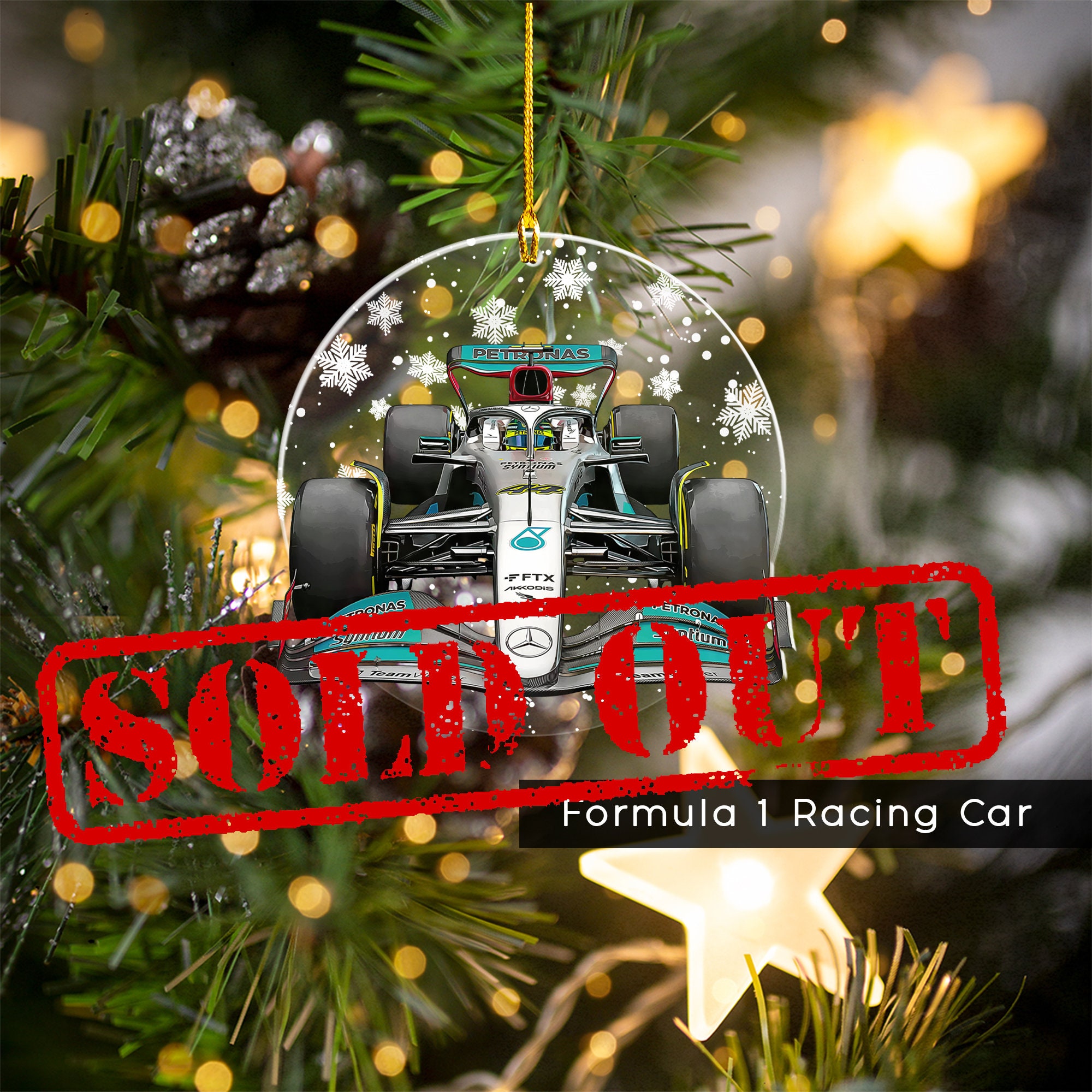 Formula 1 Racing Christmas Ornament, 44 Lewis F1 Fan, Hanging Stocking Bauble, 2sided Print Etsy