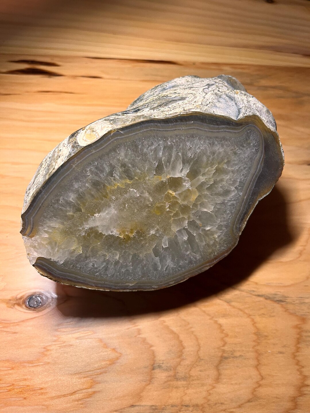 Triple Geode Rough Agate Geode Specimen – Natural Crystal Geode – Lapidary Rough Stone ...