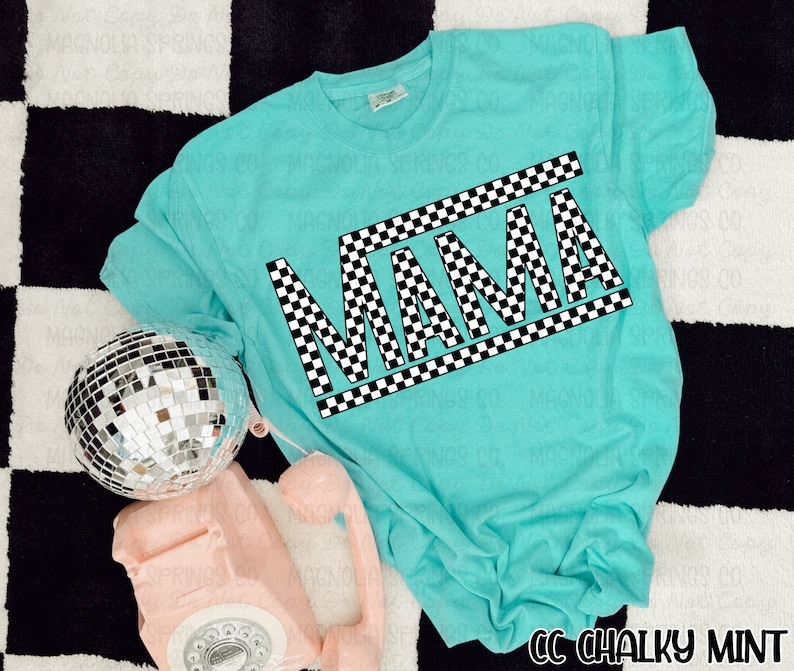 Checkered Mama Shirt: Retro Racing Mom Tee image 1