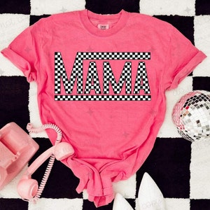 Checkered Mama Shirt: Retro Racing Mom Tee image 2