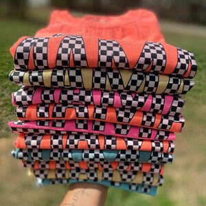Checkered Mama Shirt: Retro Racing Mom Tee image 3