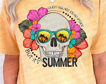 Cuando estás muerto por dentro pero es camisa de verano, camiseta gráfica divertida, camiseta sarcástica, camiseta de verano esqueleto