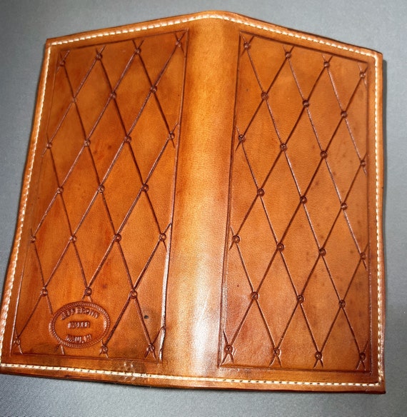 Leather Wallet western roper style with diamond dot pattern
