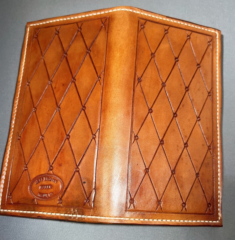 Medium brown roper style vertical wallet all 100 percent USA Herman Oak Leather.