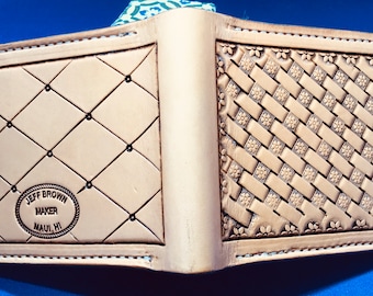 Cartera de cuero plegable- hecha a mano