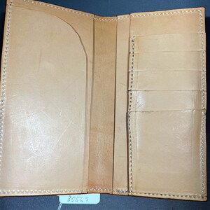 Interior -Medium brown roper style vertical wallet all 100 percent USA Herman Oak Leather.