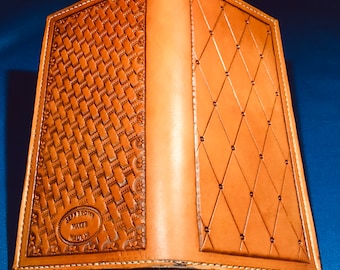Leather Wallet western roper style with diamond dot pattern