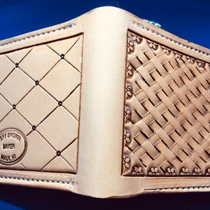 Cartera de cuero plegable- hecha a mano