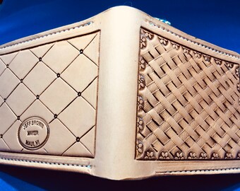 Cartera de cuero plegable- hecha a mano