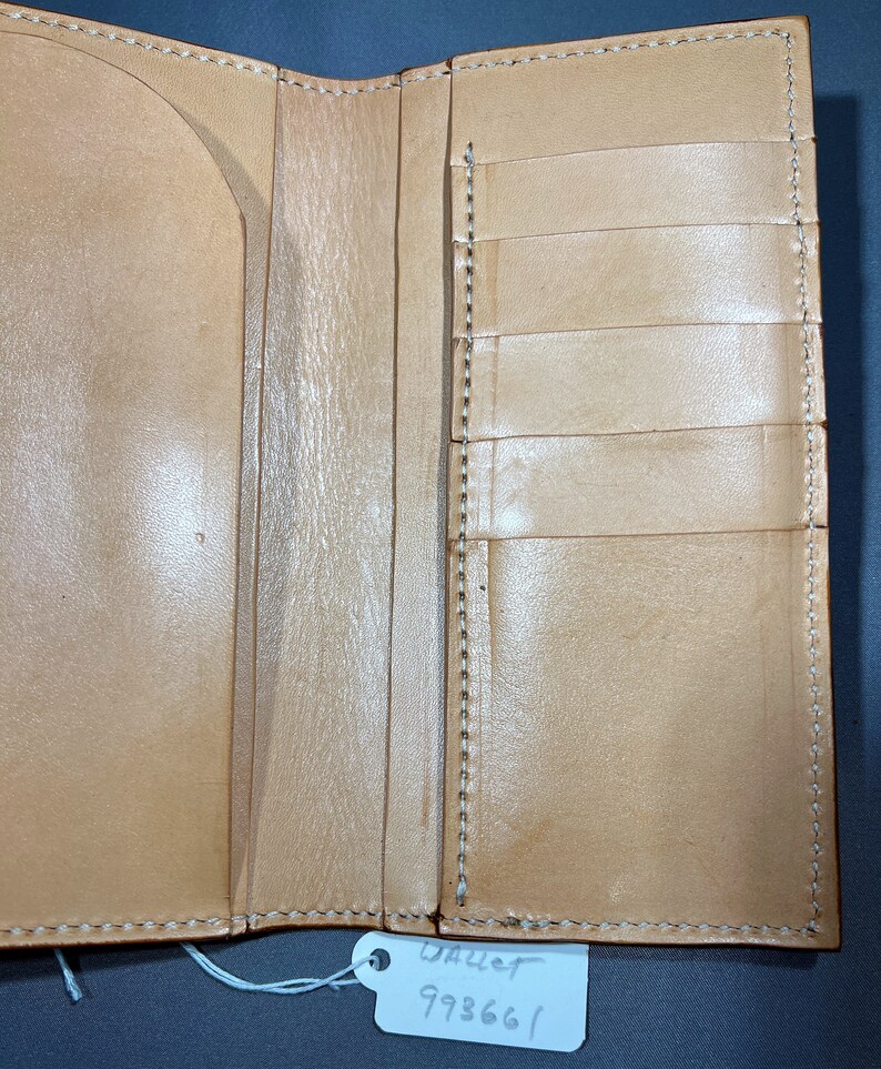 Medium brown roper style vertical wallet all 100 percent USA Herman Oak Leather.