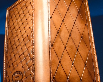Leather Wallet western roper style with diamond dot pattern