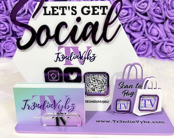 Digital Download Customizable Social Media Payment Sign Template, SVG/PNG Laser Machines Cut File, Perfect for Pop-up Shops, Events, QR Code