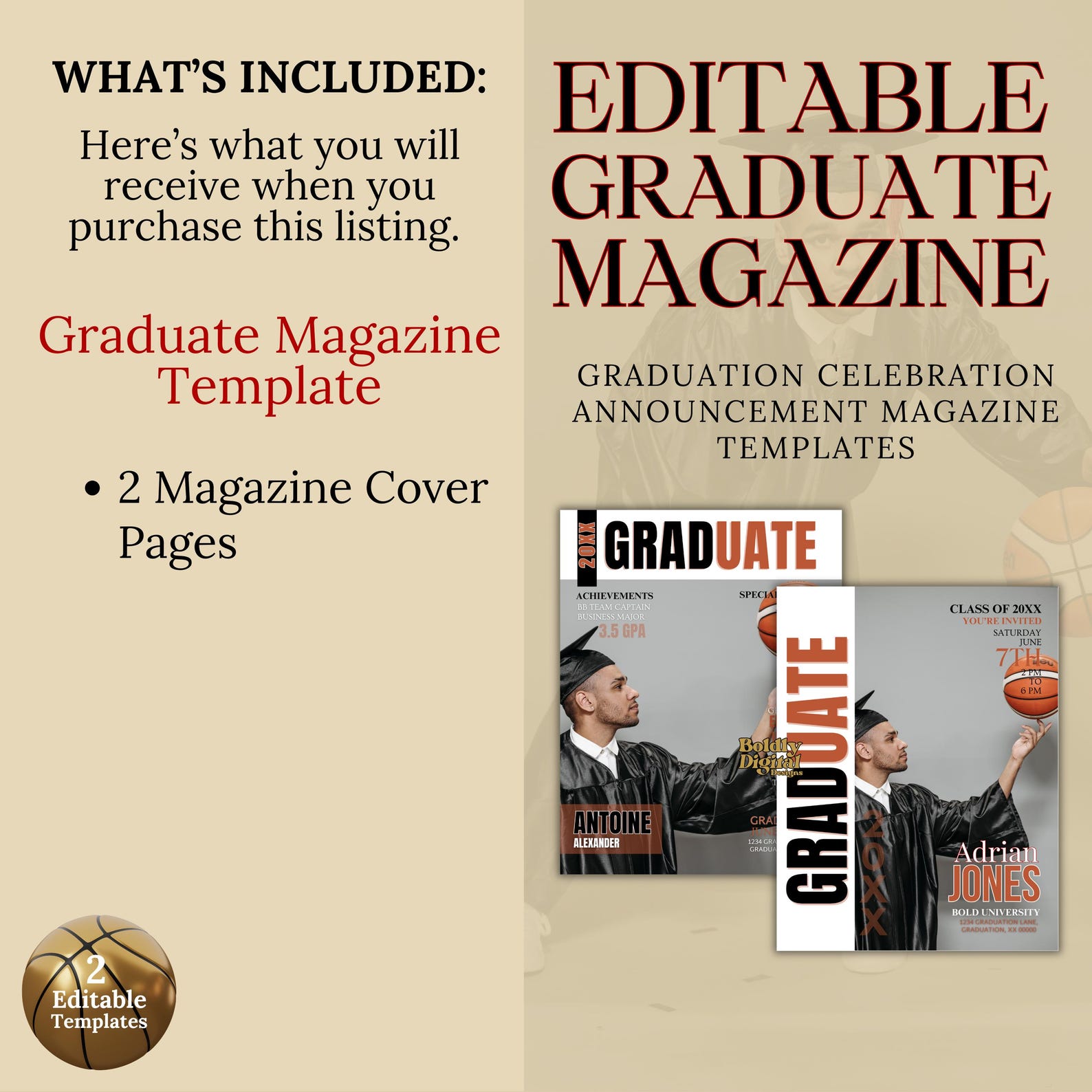 Graduation Magazine Template Bundle, 2025 Graduation, Senior Class of ...