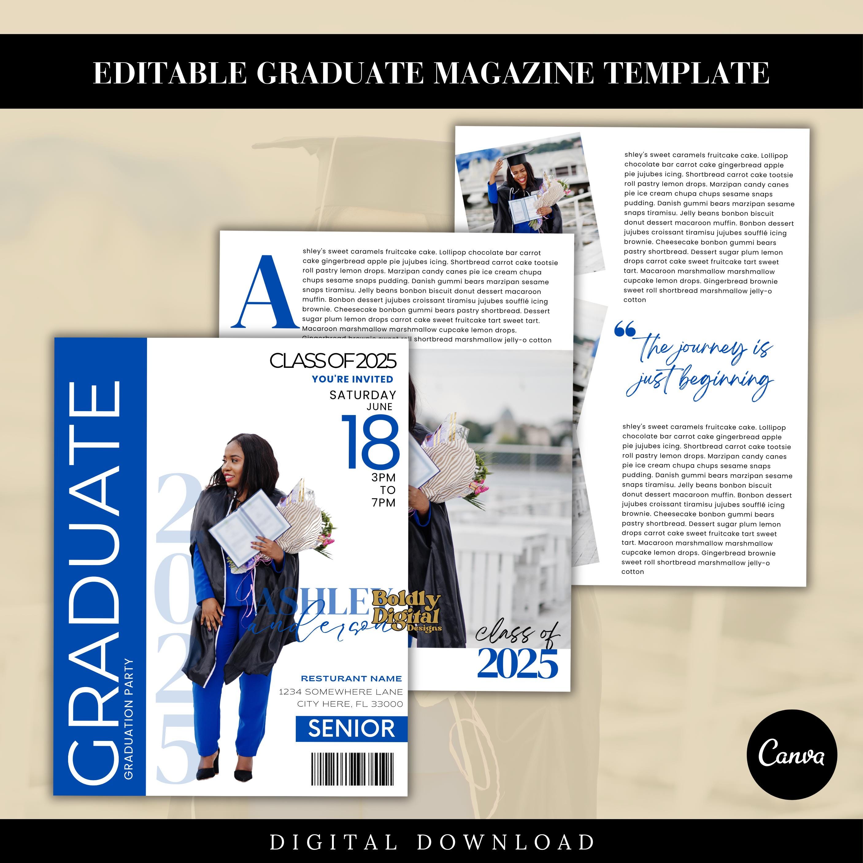 Graduation Magazine Template Bundle, 2025 Graduation, Senior Class of ...