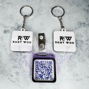 Digital File Download, QR Code Keychain Template, Acrylic Keychain, QR Code Badge Tag, Social Media File, Promotional Laser Cutting File Svg
