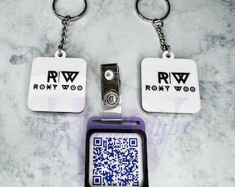 Digital File Download, QR Code Keychain Template, Acrylic Keychain, QR Code Badge Tag, Social Media File, Promotional Laser Cutting File Svg