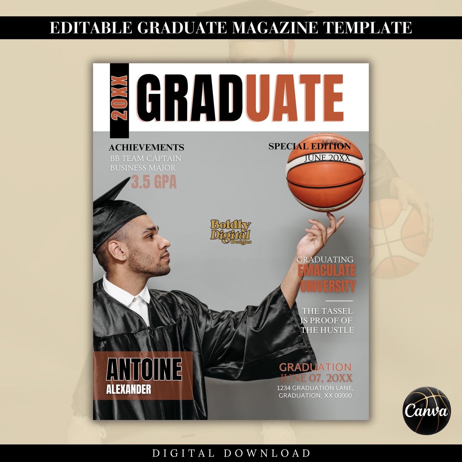 Graduation Magazine Template Bundle, 2025 Graduation, Senior Class of ...