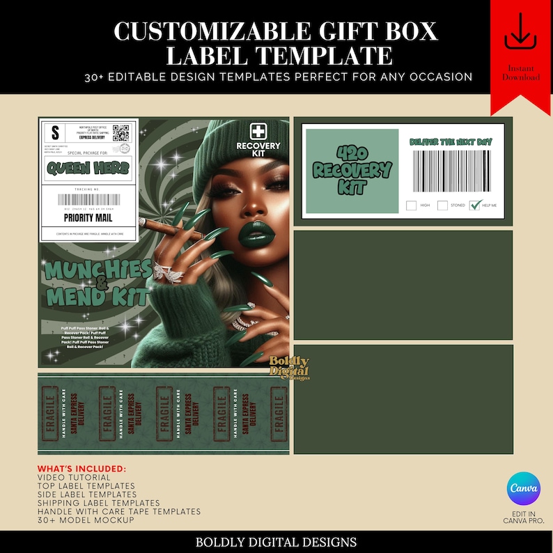 420 Gift Box Template, Stoner Box, Hangover Box, 420 Friendly Gift ...