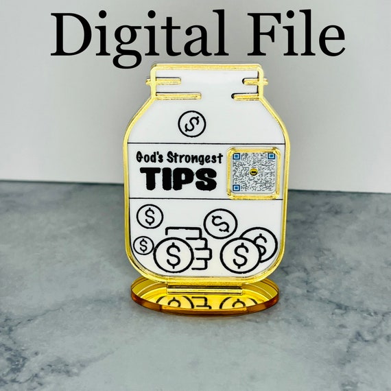 Digital File | QR Code Tip Jar | Virtual Payment Sign | Eye Catching Scannable Tip Jar Plaque | Glowforge Laser Cut File | Tip QR Code Sign