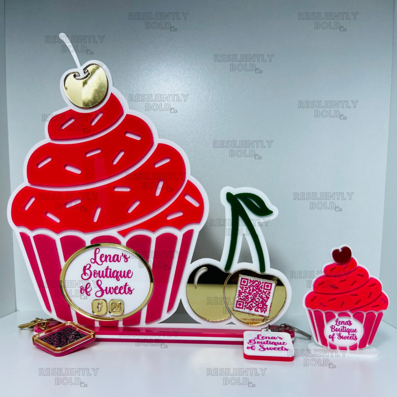 Cupcake Social Media Sign, Glowforge Laser File, Sweet Treats Decor ...