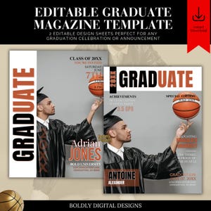 Graduation Magazine Template Bundle, Abschlussfeier 2025, Abschlussfeier der Abschlussfeier, Seniorenklasse von 2025, Graduierungszeremonie-Magazin, Abschlussfeier-Einladung