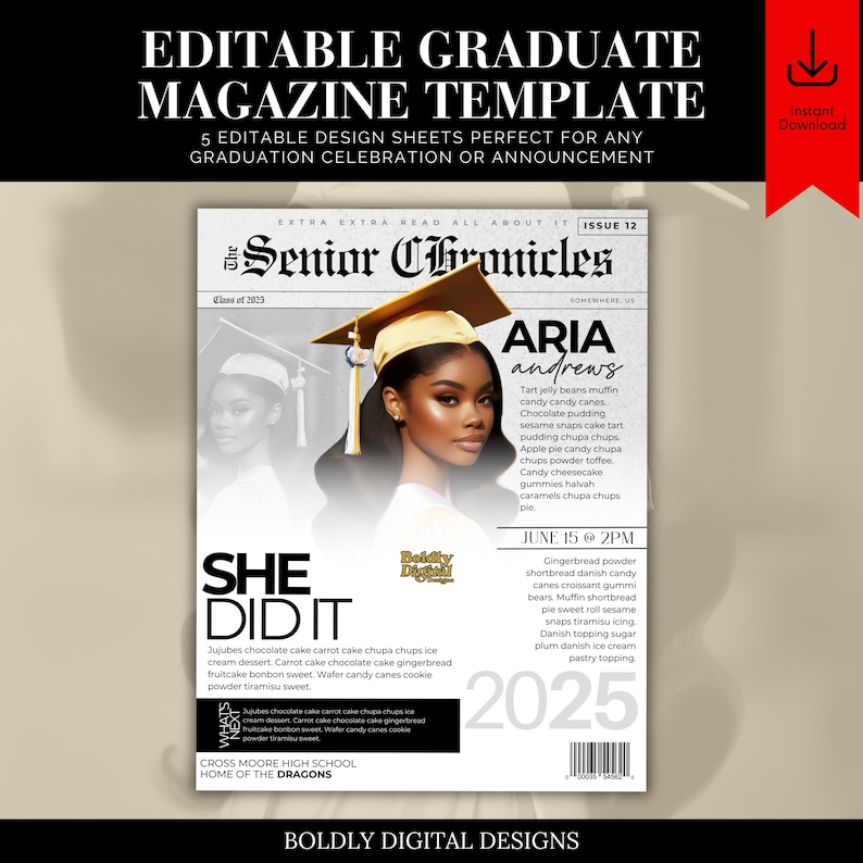 Graduation Magazine Template, Grad Magazine Cover, 2025 Graduation, Custom Magazine Cover, Canva Magazine, Editable Magazine Templates, Graduation Class Magazine, Senior Night, 2025 Graduation Gift, Graduation Ceremony Keepsake, 2025 Grad Party Favors, Senior Night Magazine, 2025 Senior Graduation Magazine Booklet & Program, Grad Gift, Party Invitation,