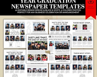 Class Of The Year Graduation Newspaper | Graduation Newspaper Template | Graduation Invitation | Grad Announcement | Graduation Party Invite