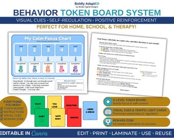 Behavior Reward Chart for Kids, Editable Behavior Chart, Token Board, Calm Down Chart, Positive Reinforcement, Classroom Visual